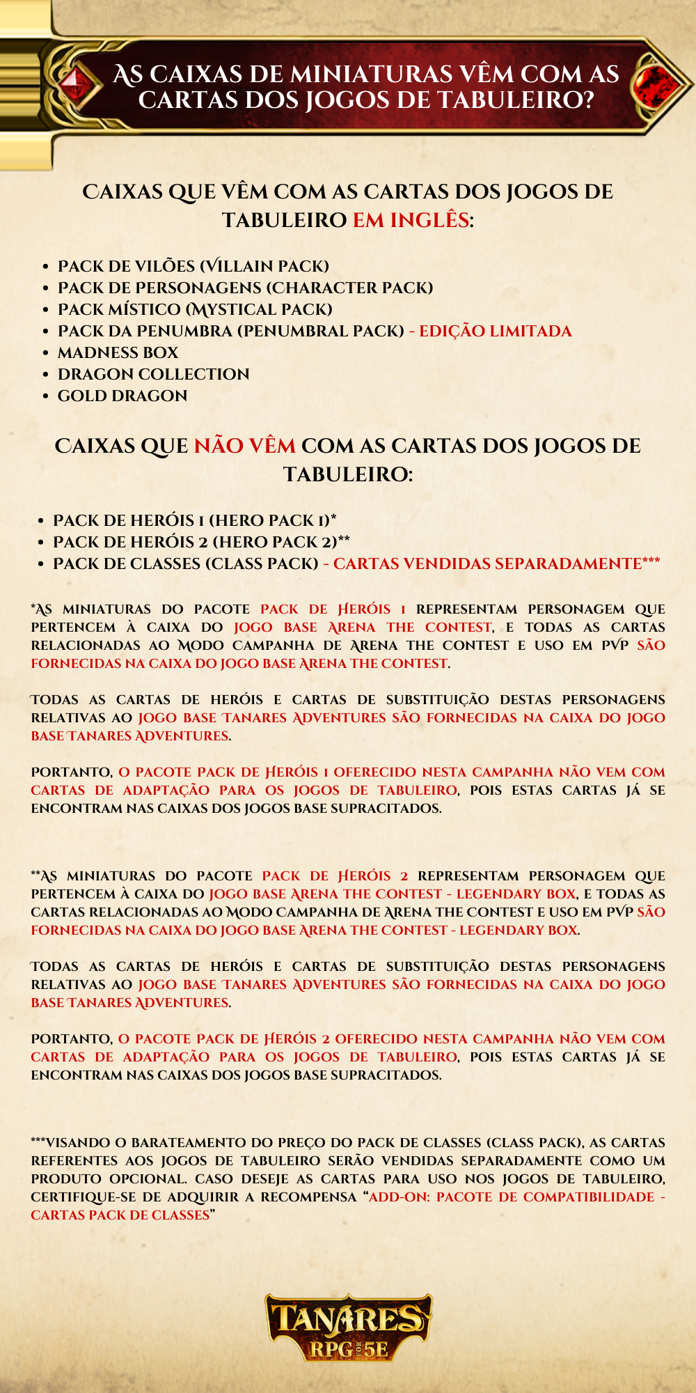FAQ - As caixas de miniaturas vêm com as cartas dos jogos de tabuleiro?
